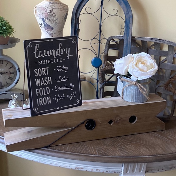Other - NEW! Shabby Chic Farmhouse Vintage Clothespin Distressed Wood Wall Shelf
